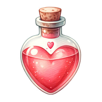 recommend clip art: Valentine heart Potion watercolor clipart
