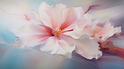 Obraz na płótnie Canvas a visually appealing composition featuring a colorful blossom on a white canvas, the play of light and shadow accentuating its contours, conveying the ethereal quality and timeless allure of flowers.
