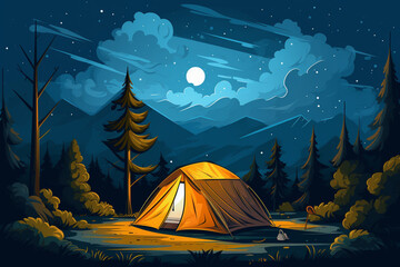 camping in the night