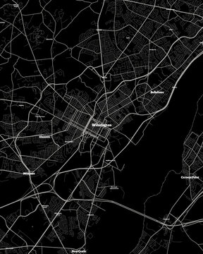 Wilmington Delaware Map, Detailed Dark Map of Wilmington Delaware