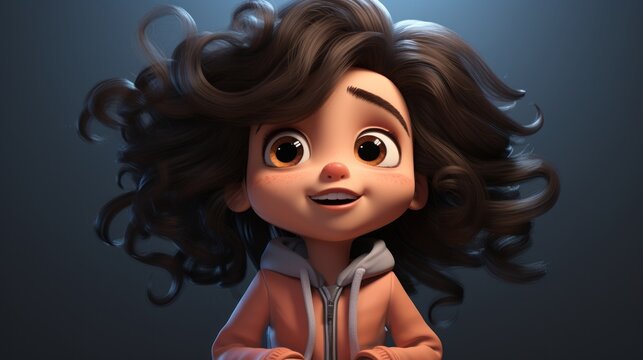  a close up of a cartoon character wearing a hoodie and holding a cell phone with her hair blowing in the wind.