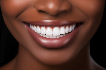 Obraz premium smile of woman close-up, white well-groomed even teeth and skin