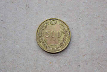 Five hundred lira close-up. Turkish national currency