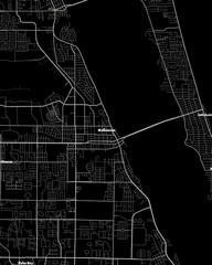 Obraz premium Melbourne Florida Map, Detailed Dark Map of Melbourne Florida