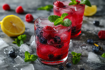 Berry lemonade, on a gray background