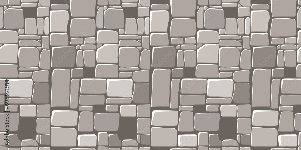 Aufkleber view from above. vector illustration for ui game element. seamless stones pattern.