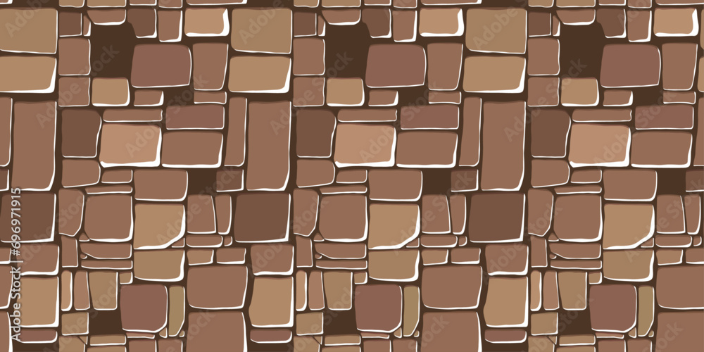 Aufkleber Seamless background texture grey stone wall. View from above. Vector illustration For Ui Game element. Seamless stones pattern.