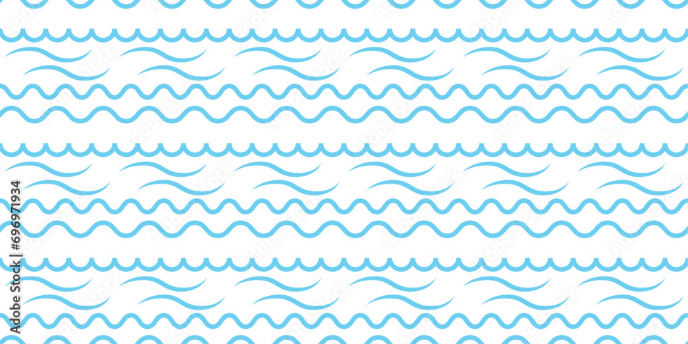 Fototapete a pattern of waves arranged horizontally. vector marine pattern of abstract repeating waves.