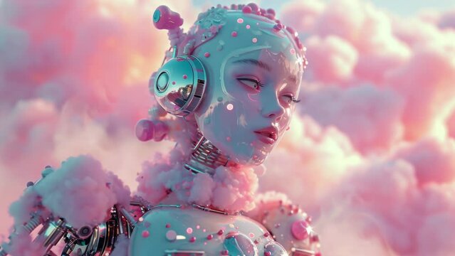 Beautiful science fiction female robot