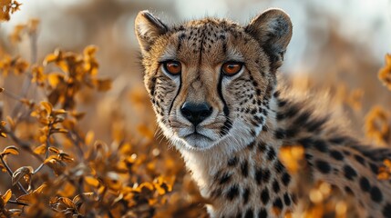 close up portrait of cheetah face on the wild - obrazy, fototapety, plakaty