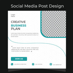 Obraz premium social media post design. Business marketing agency promotion social media post template. Editable square banner design with place for the photo