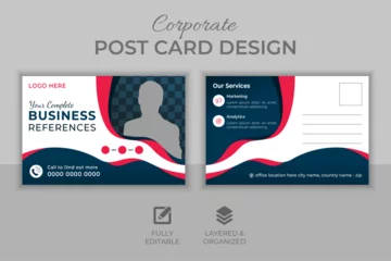Fotobehang Creative corporate business modern post card design template layout, professional, Elegant postcard design, marketing postcard design, business postcard design, real estate postcard design © hngrapx