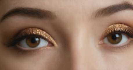 A stunning transformation in a beauty salon: A caucasian woman with beautiful brows after professional shaping, brow architecture, and eyelash extensions.