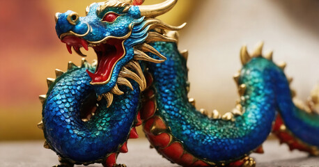 Fototapeta premium A colorful and elegant dragon figurine, representing the power and symbolism of Chinese culture.