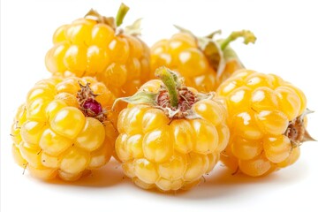 Vibrant cloudberry fruit isolated on white background, ideal for high quality advertising materials