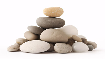 A pile of ornamental stones isolated against a white background.