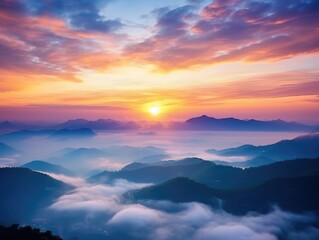 sunset in the mountains