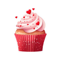 Pink and Red Valentine's cupcake with hearts vectors