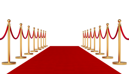 red carpet with ropes and barriers