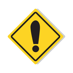 Exclamation mark of warning attention icon. Vector yellow attention warning triangle alert set