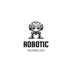 Cute smiling robot,robot logo, AI bot helper mascot character cartoon symbol business assistant