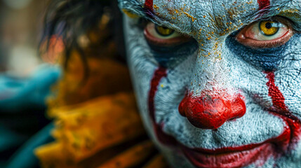Scary close-up clown portrait, ultra realistic, Generative AI
