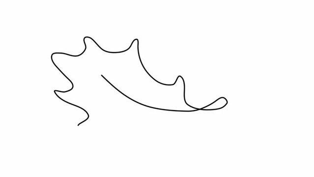 Tree Leaf One Line Drawing, Branch Animation, Minimal Leaf One Line Drawing. Simple contour autumn leaves
