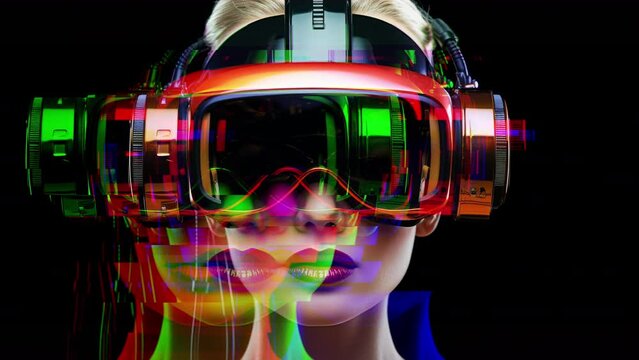 Beautiful female wearing vr headset