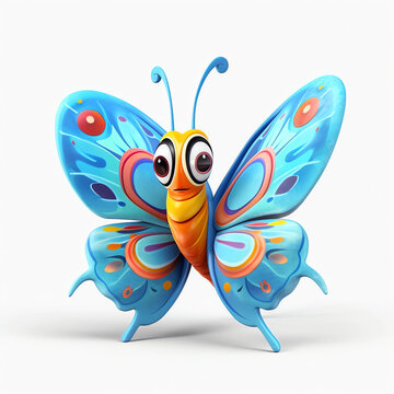 Funny cute 3d Butterfly cartoon character animals