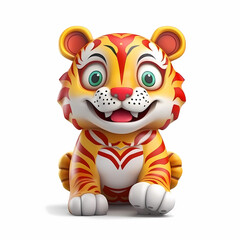 3d cartoon and funny style Tiger 