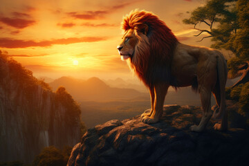 African Pride: Lion and Sunset Spectacle
