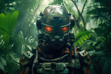 Futuristic Jungle Guardian in Powered Armor