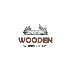 wooden logo design element with creative modern concept vector illustration