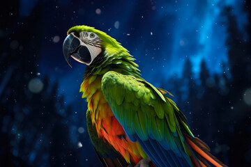 Midnight Macaw Magic: Northern Lights Dance Above