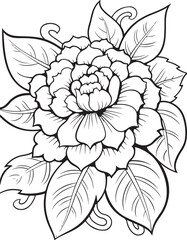 cute hand drawn flowers outline illustration 
hand drawn simple flower coloring page illustration