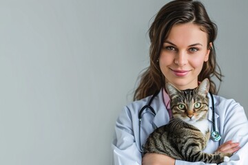 Compassionate Healing: An Up-Close View of a Dedicated Female Veterinarian – Your Promotional Canvas for Pet Wellness