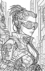 Coloring page book Cyberpunk