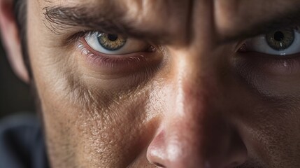 Fototapeta premium Intensity and Determination Captured in a Man's Eyes, a Close-Up with a Strong Emotional Charge