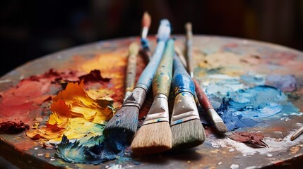 Paintbrushes on Artist's Palette