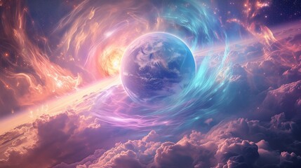 Transcendent Illumination: 5D New Earth Ascension with Spiritual Light Grid and Rainbow.
