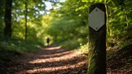 Gartenposter Trail Marker in Woodland Path © betterpick|Art