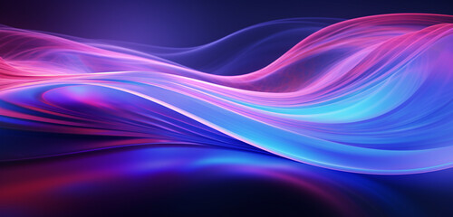 Fototapeta premium Mesmerizing abstract banner showcasing fluid blue & purple waves, electrified with retro glowing waves.