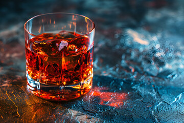 Whiskey on the Rocks with Ice Reflection