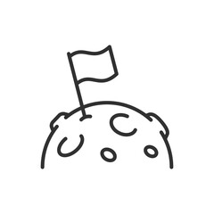 Flag on the Moon, linear icon. Line with editable stroke