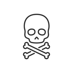Skull and bones folded in a cross, linear icon. Line with editable stroke