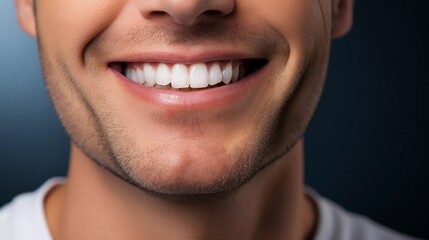 Close-Up of a Man's Smile Showcasing Healthy White Teeth and the Results of Good Oral Hygiene