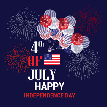 America Independence Day 4th July | Festival Happy Day Illustration Art
