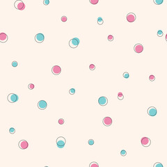 Simple blue and pink circles seamless pattern. Vector illustration