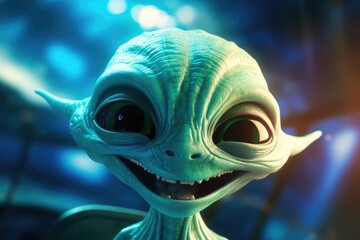 portrait of a smiling cute alien