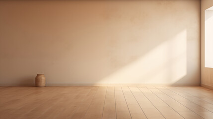 A beautiful original background image of an empty space in beige tones with a play of light and...